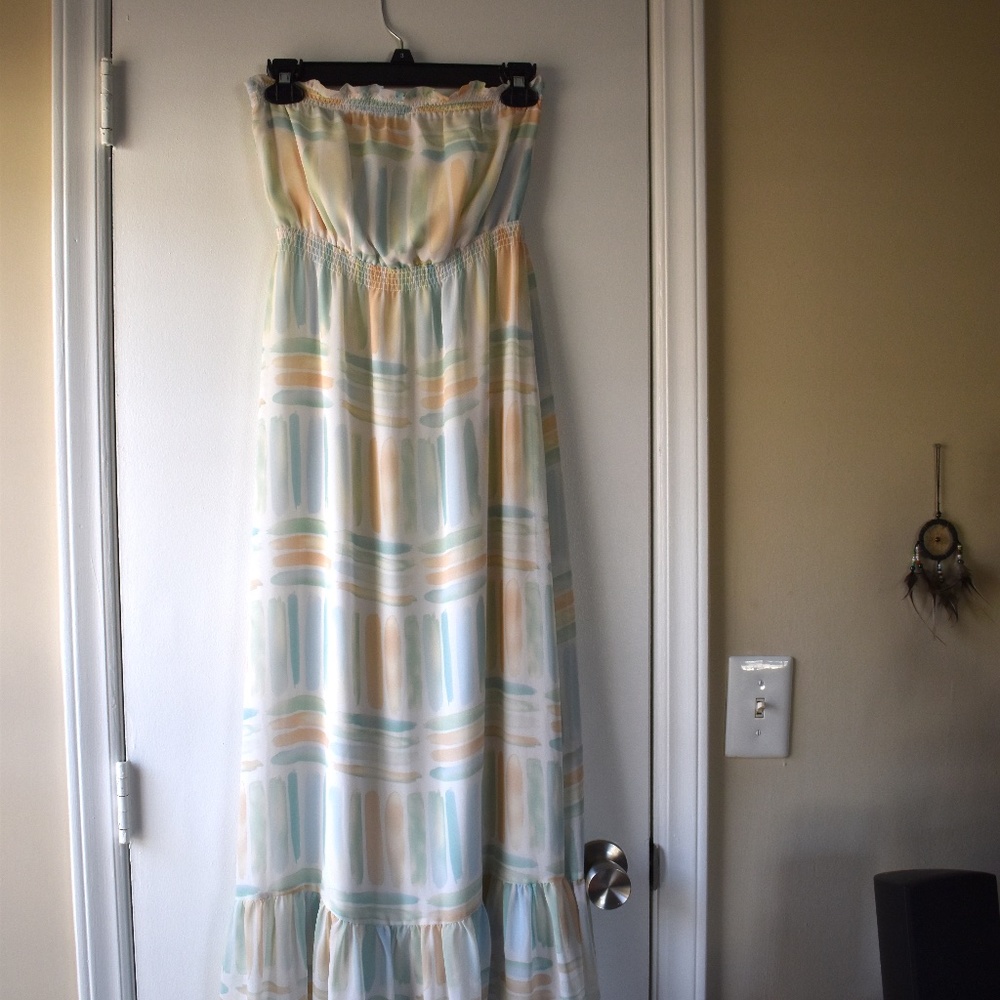 Maxi dress paint stroke multicolor pattern